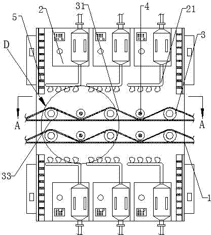 Bend paper-feeding humidification device applied to motor stator insulation paper