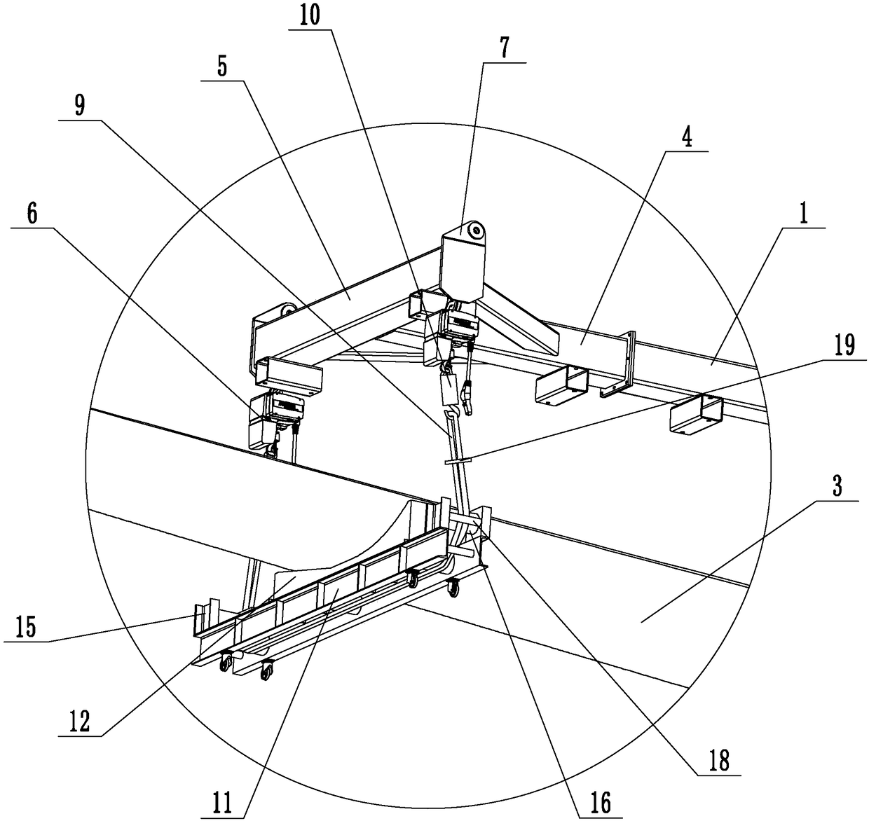 Hoisting tool for single blade of wind turbine generator system and hoisting method