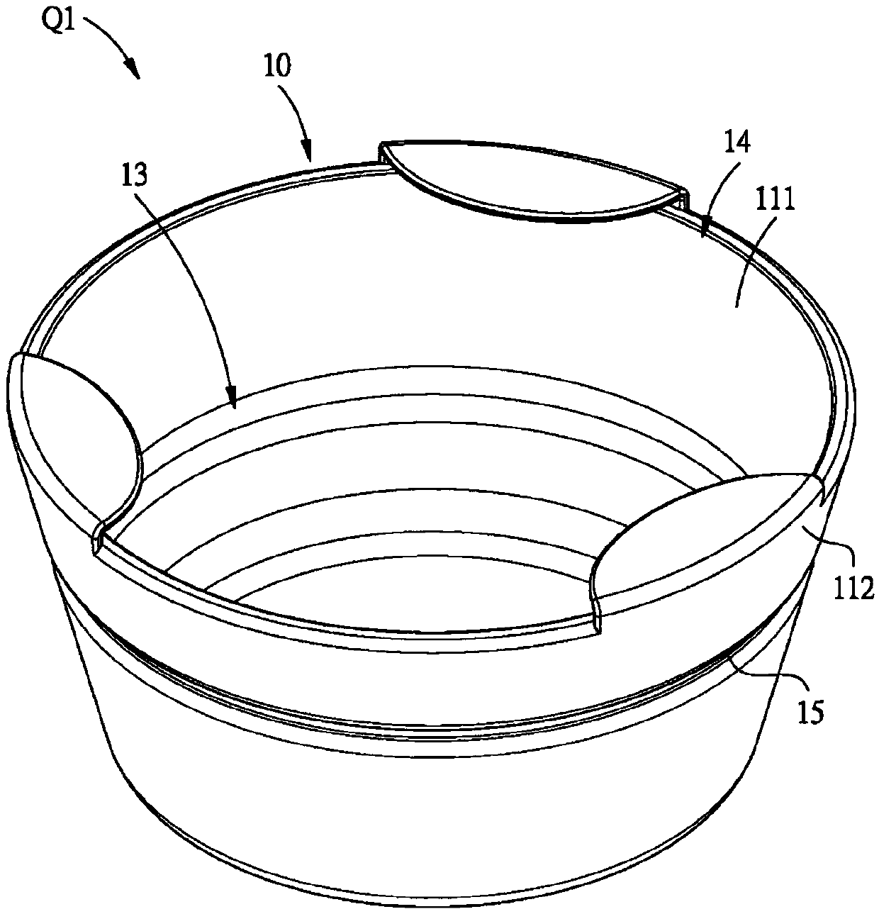 Supporting structure for folding container