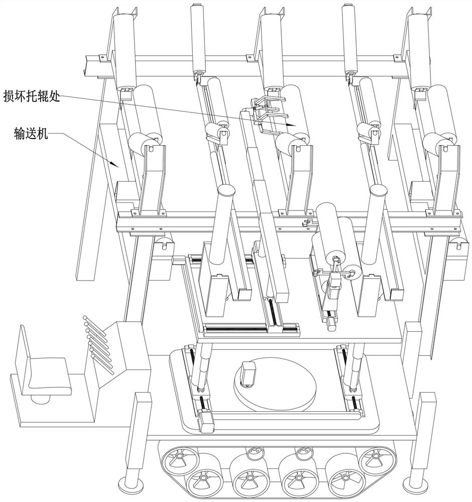 Carrier roller replacing vehicle under working state of belt conveyor