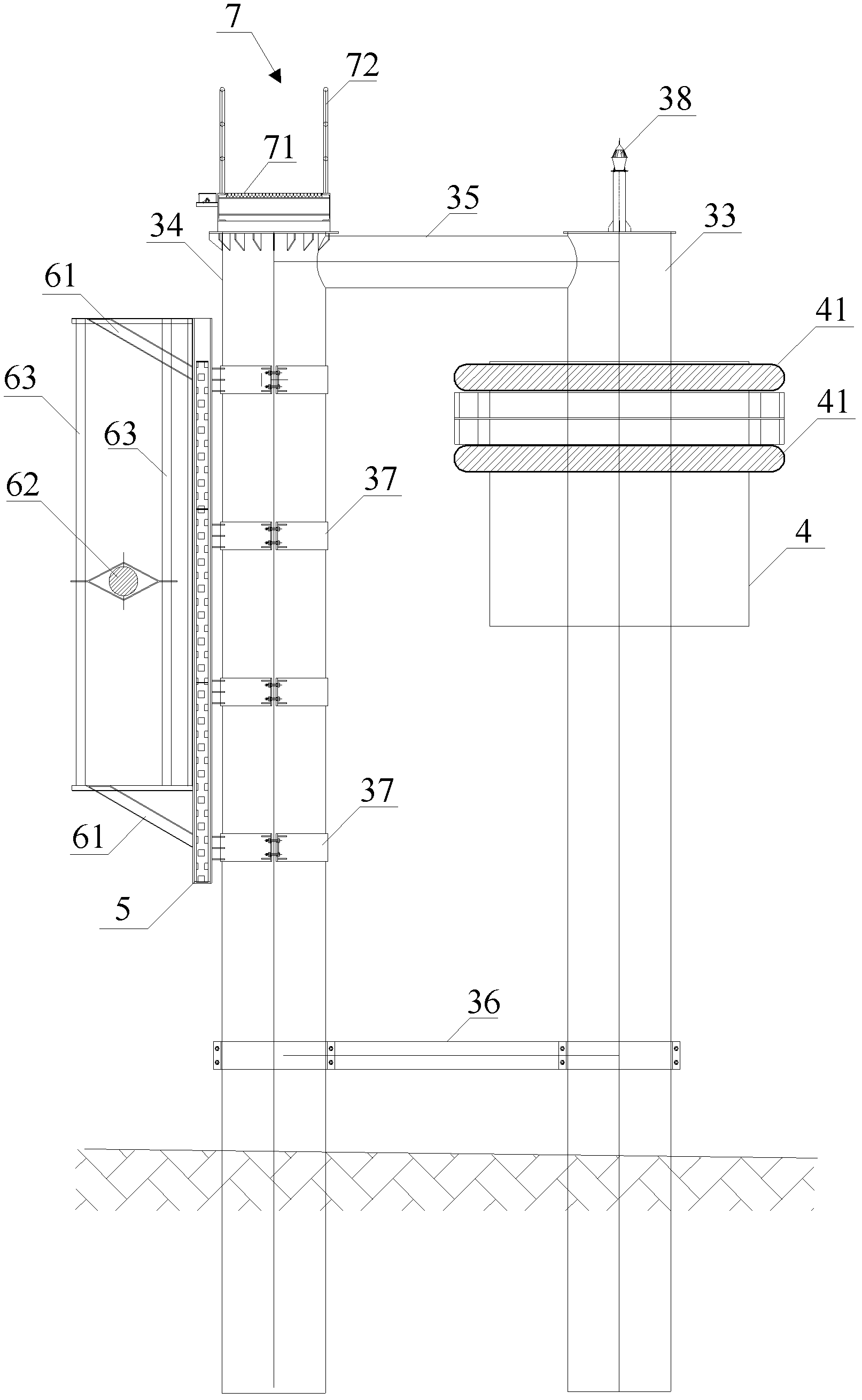 Sudden oil pollution pre-treatment system for large water intake port