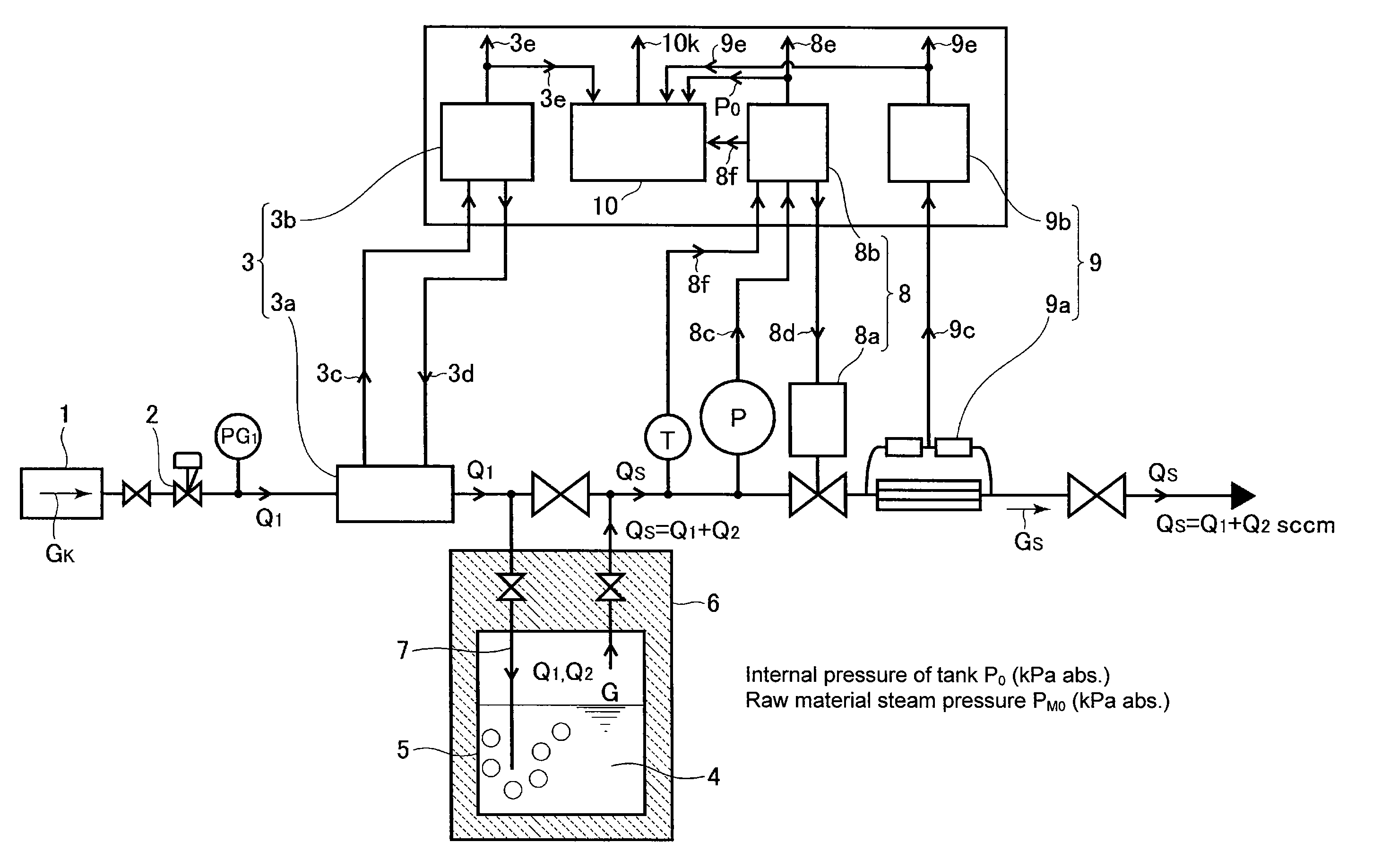 Raw material vaporizing and supplying apparatus equipped with raw material concentration