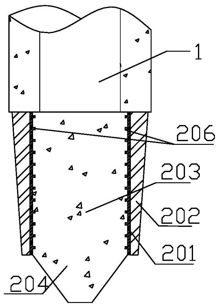 Rock-socketed hollow precast pile and rock-socketed construction method using precast pile