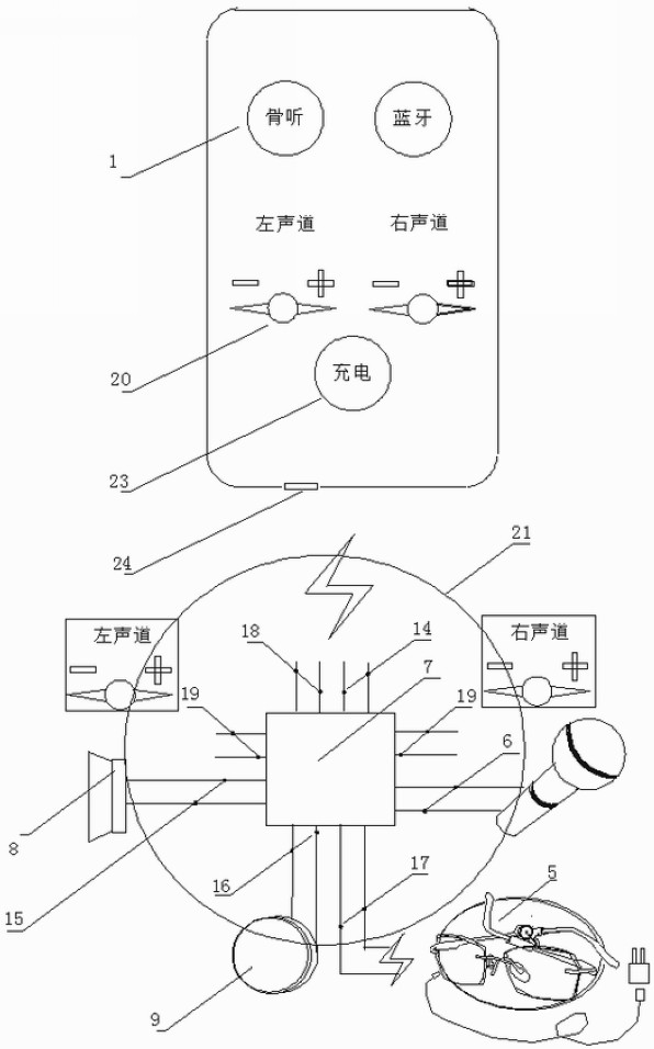 Mirror type graphene intelligent bone conduction hearing aid