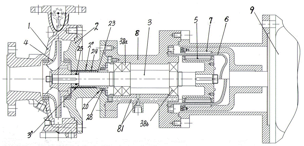 Spindle dry-type-running magnetic drive pump