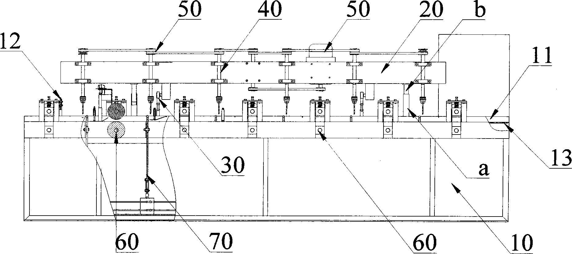 Machine for automatically removing joints of bamboo frame board and drilling holes in bamboo frame board