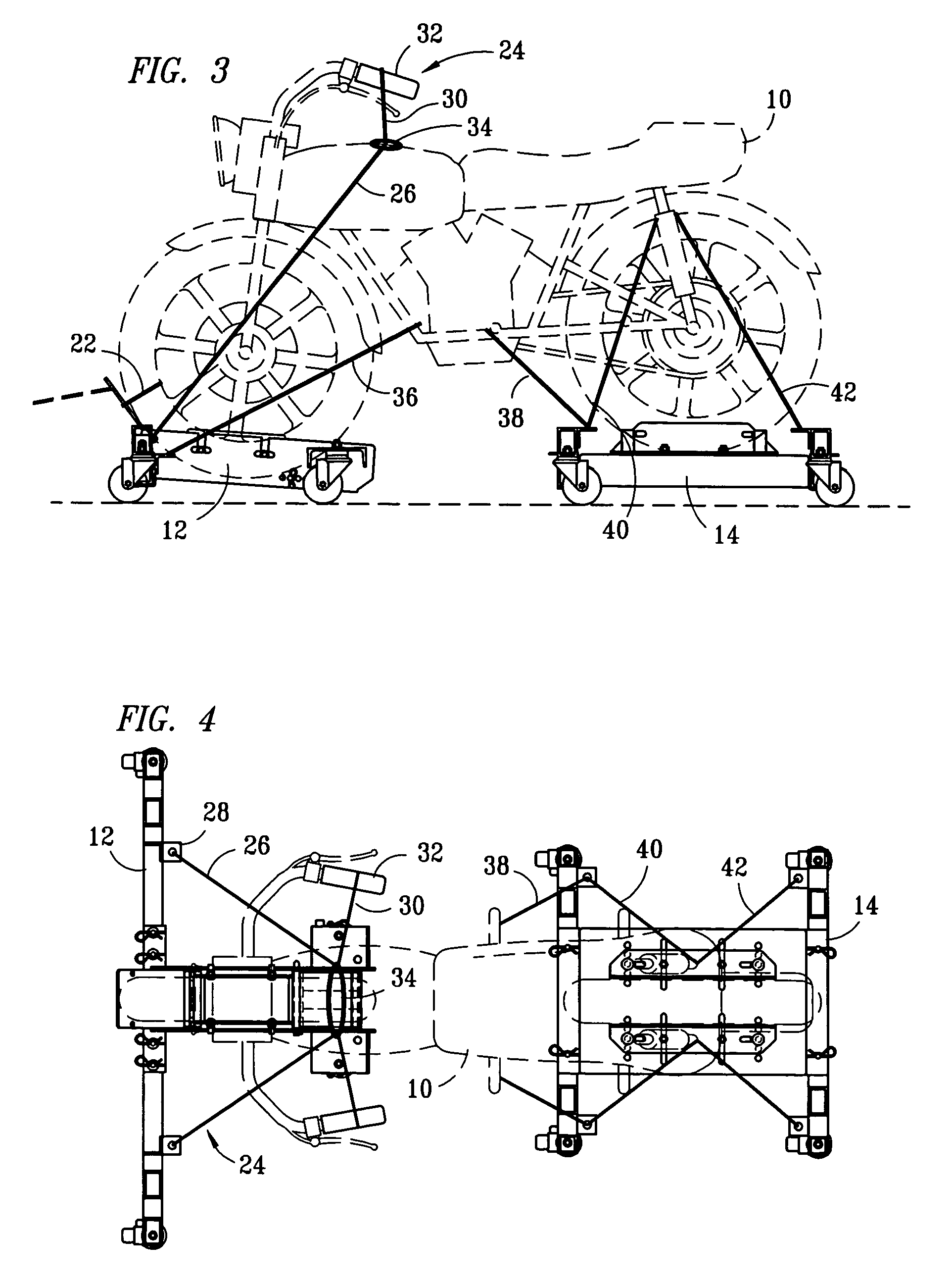 Motorcycle towing dolly for tow trucks