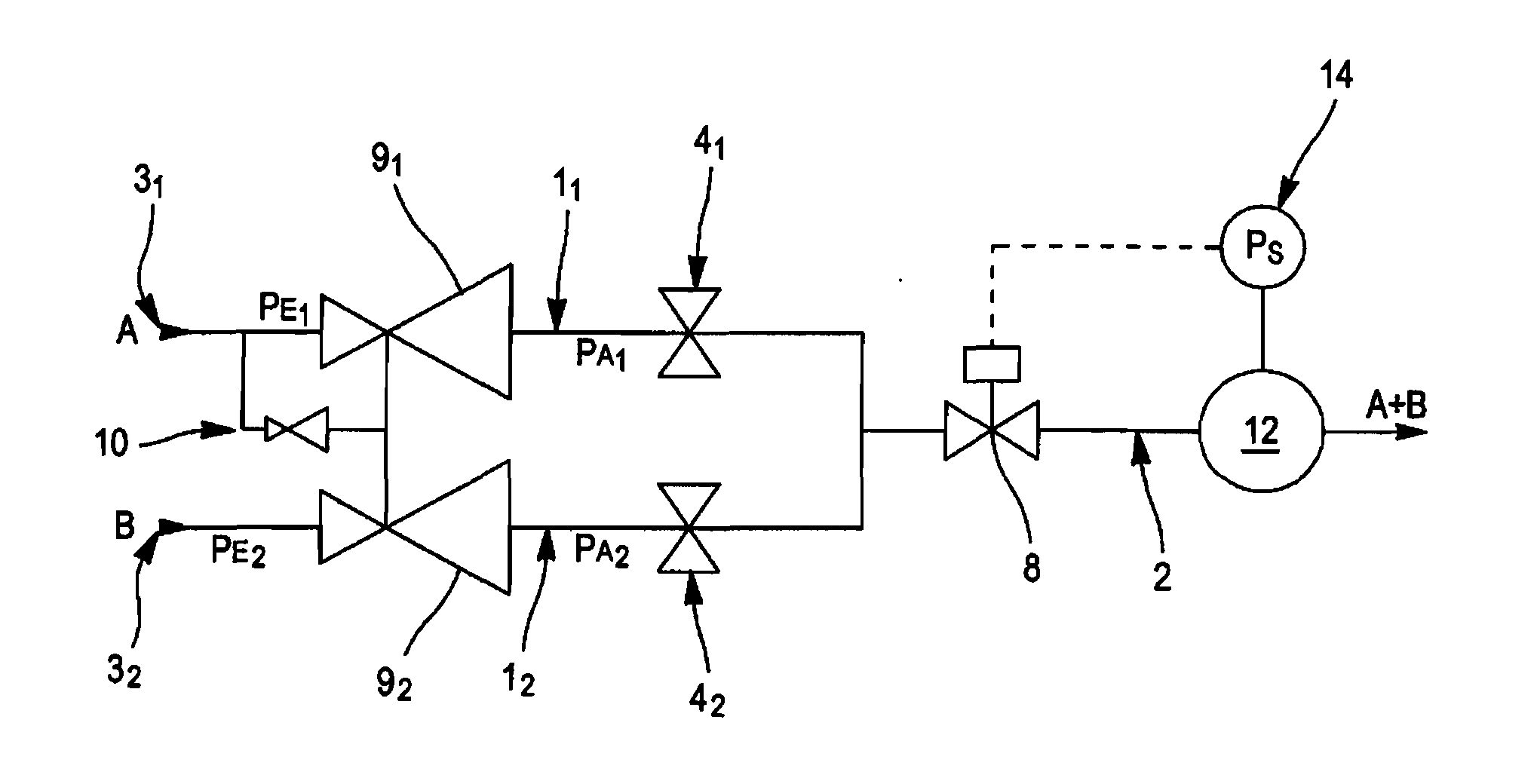 Device for mixing at least two gaseous components