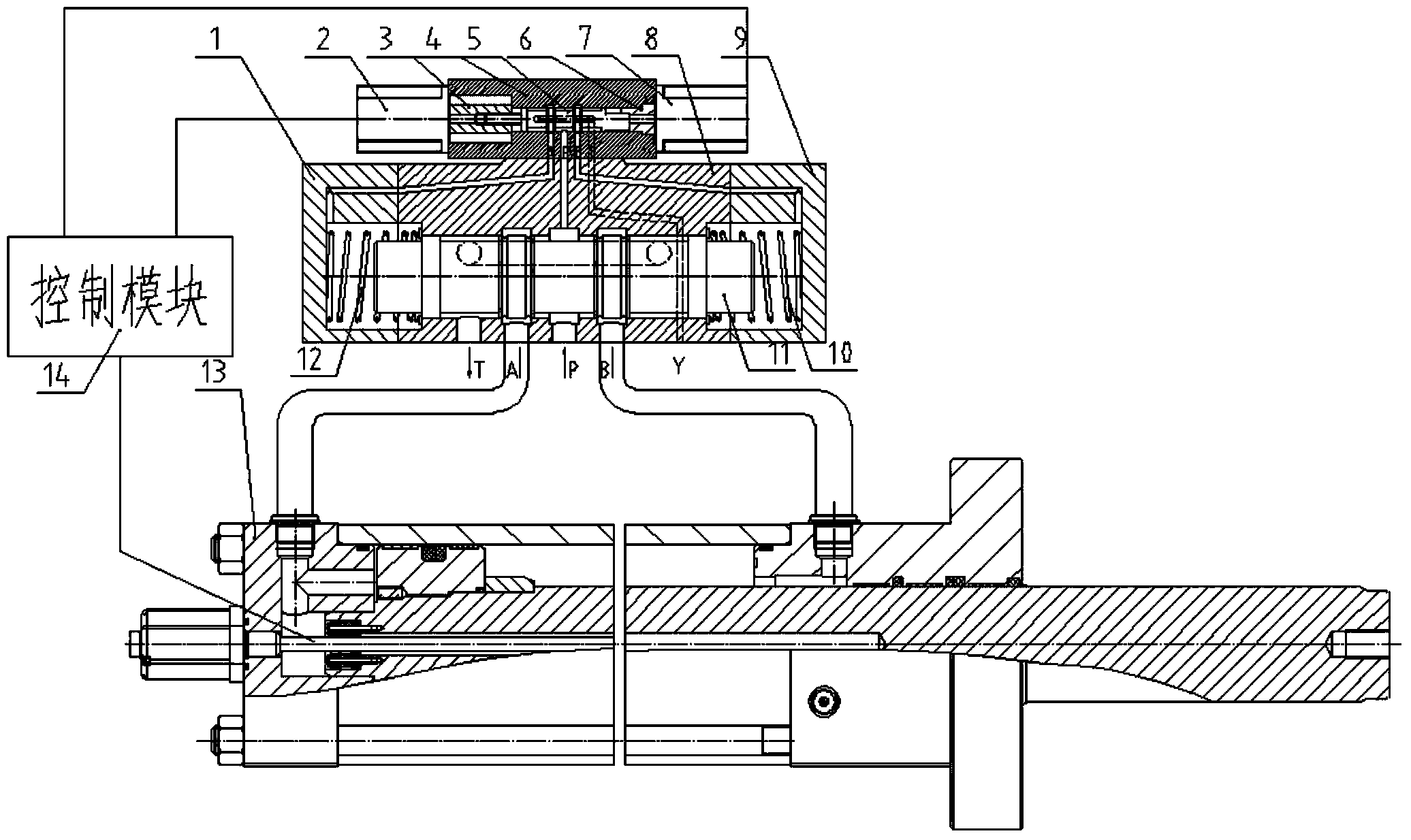 Electrical feedback large-scale servo hydraulic cylinder driven by double motors