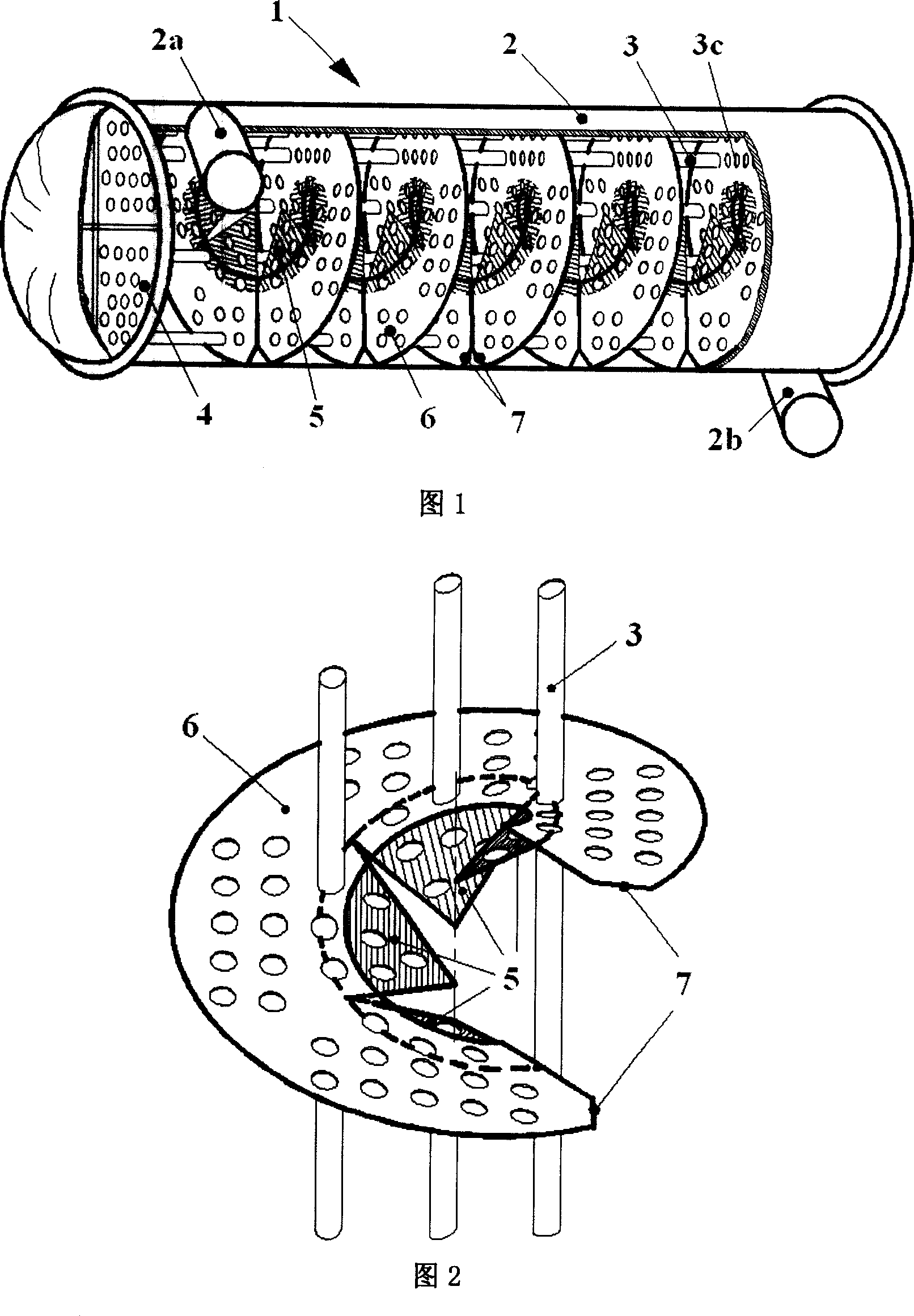 Combined helix baffle plate shell-and-tube heat exchanger