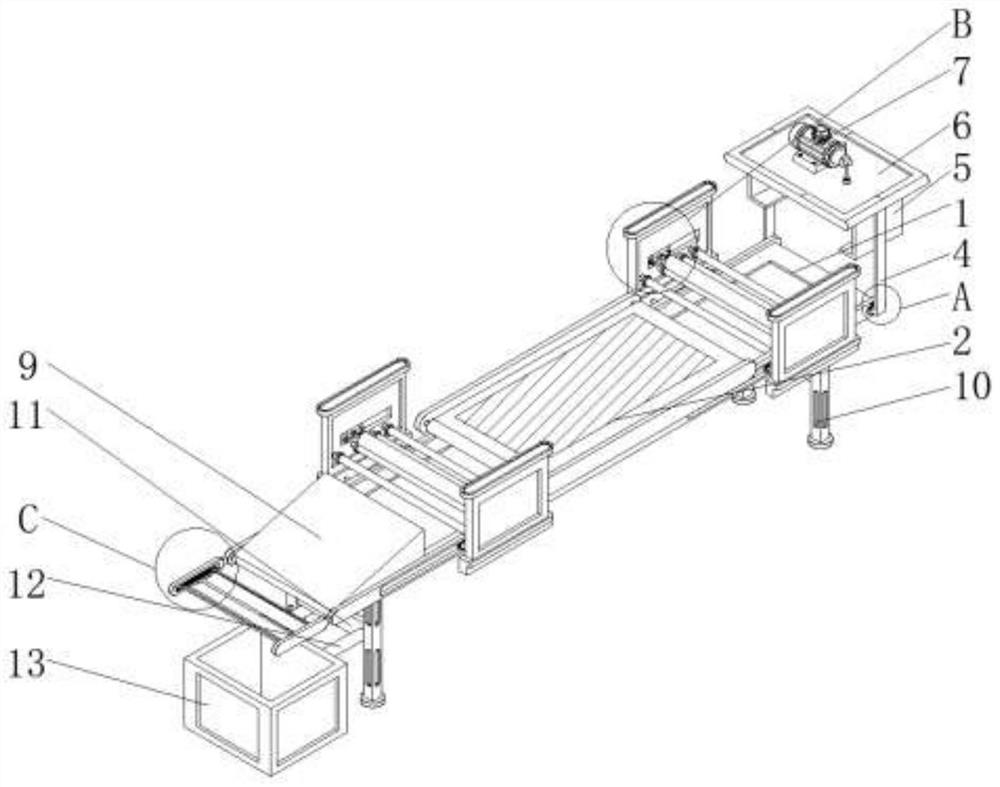 Conveying equipment for packaging bag production