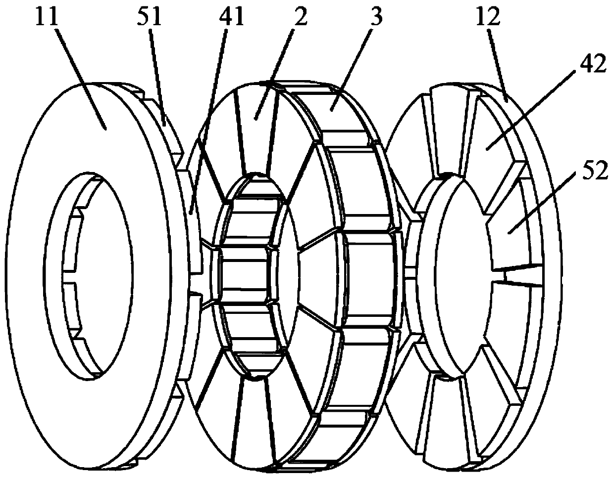 Stator yoke-free axial flux permanent magnet motor