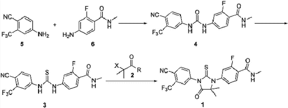 Synthesis method of anti-prostate cancer drug enzalutamide