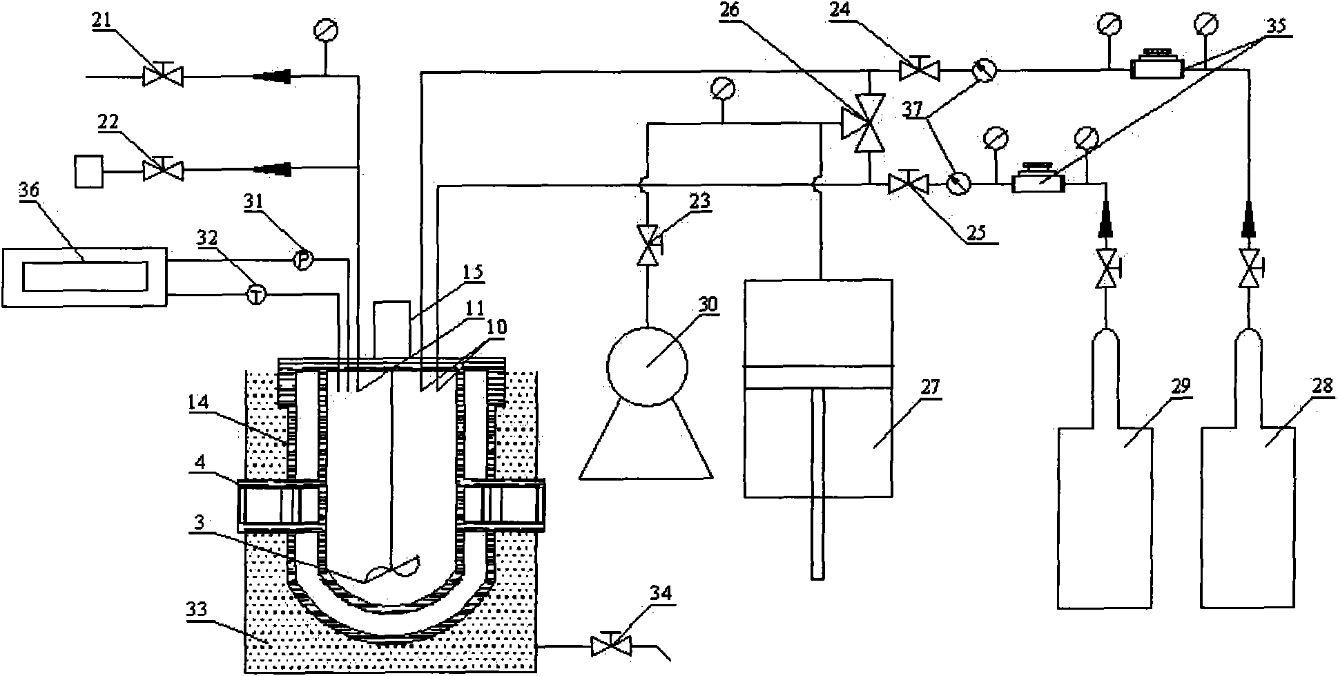 Low temperature high pressure gas hydrate replacement reaction kettle and system