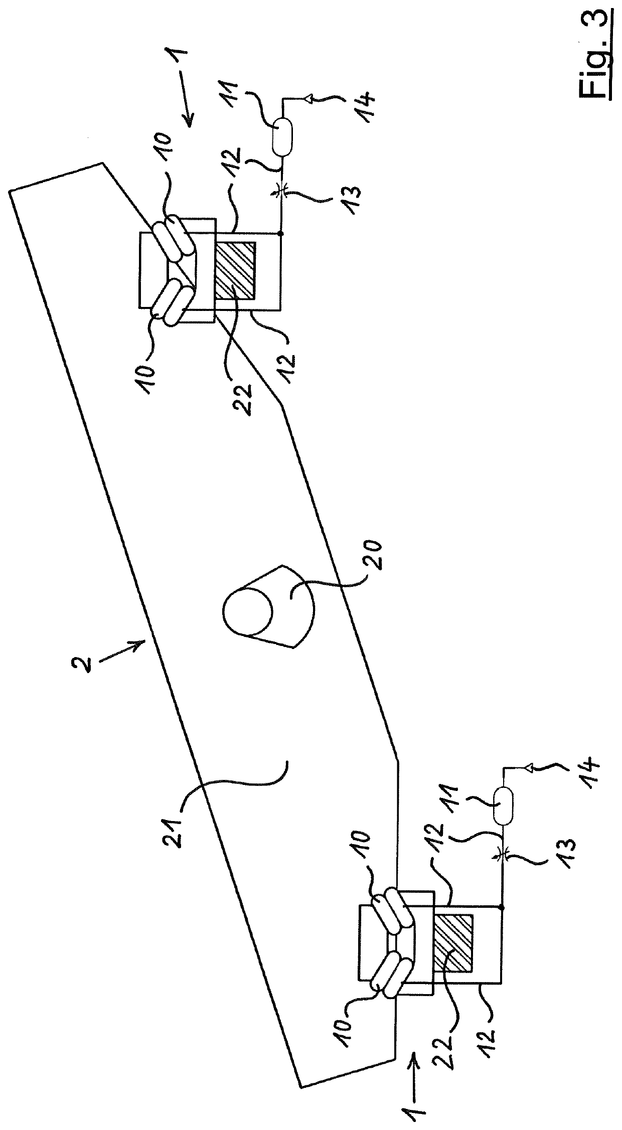 Vibrating machine with a bearing device and method of operating a vibrating machine