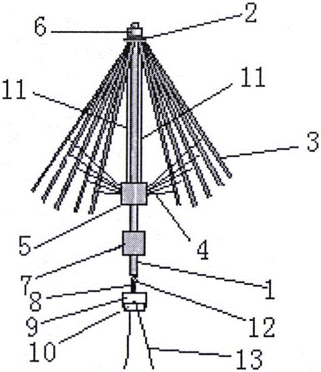 Umbrella-shaped detent hanger and method for charging blast hole through umbrella-shaped detent hanger