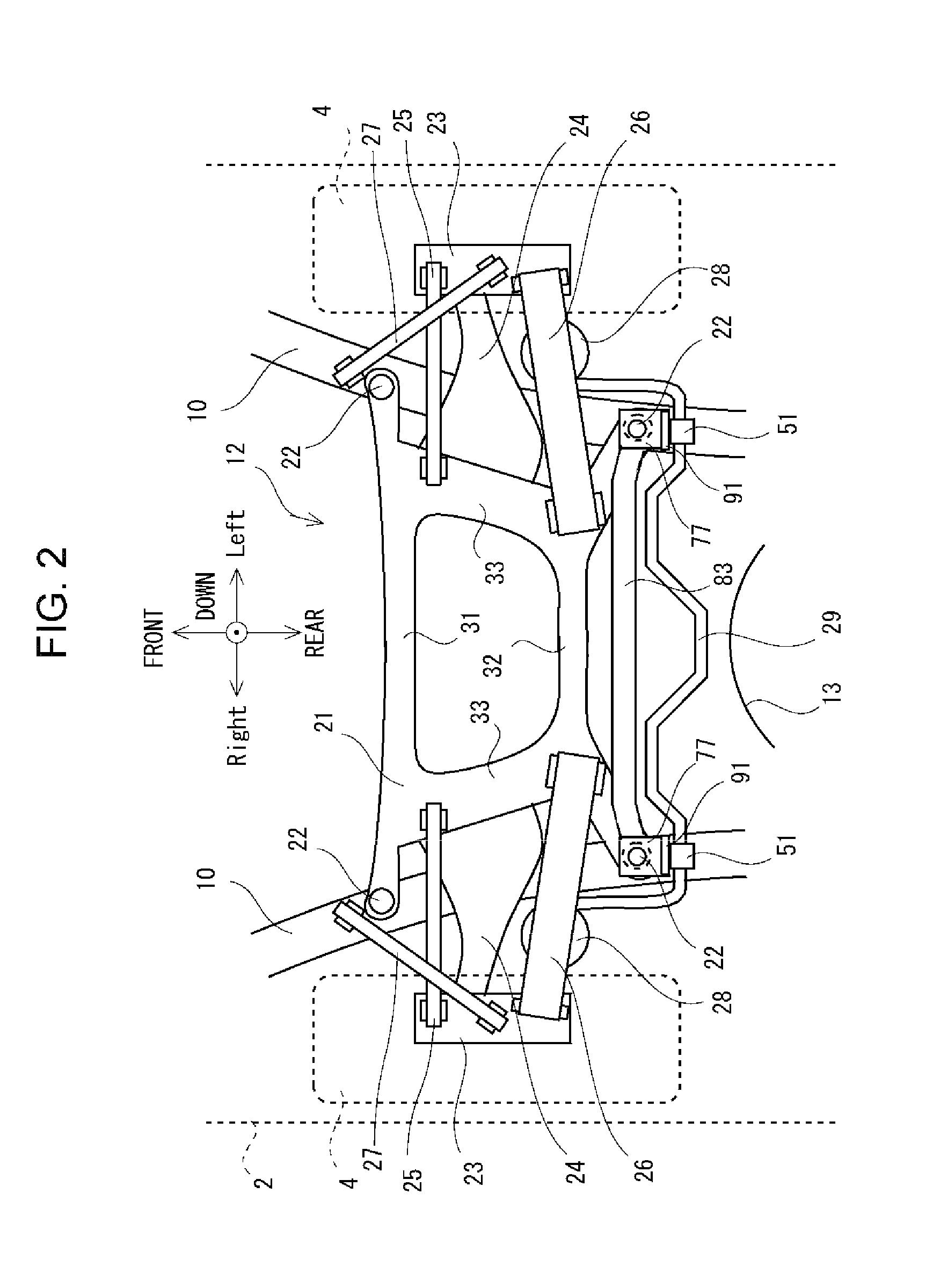 Vehicle in which left and right wheels are attached to vehicle body by sub-frame module