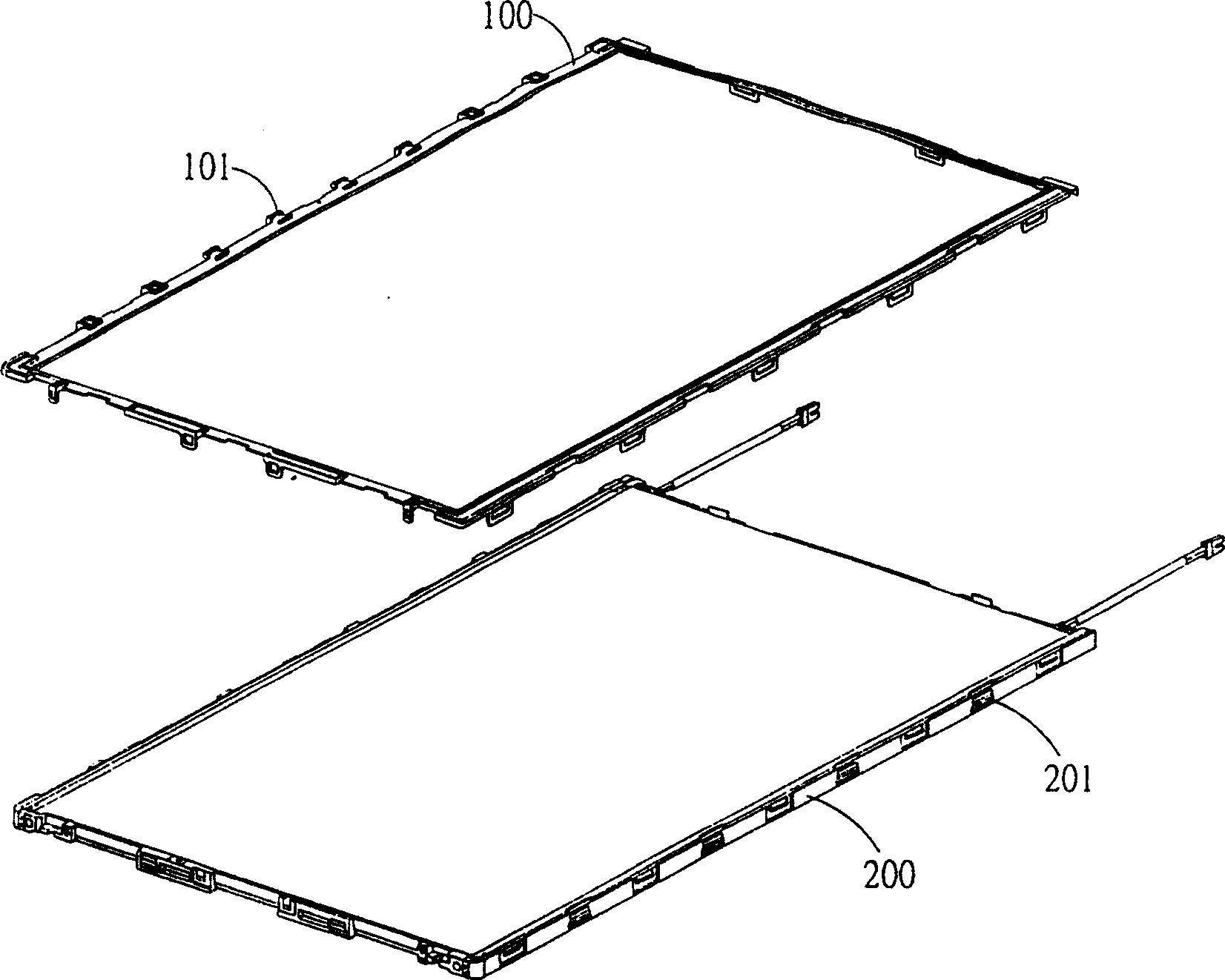 A side frame depression bar for liquid crystal displays