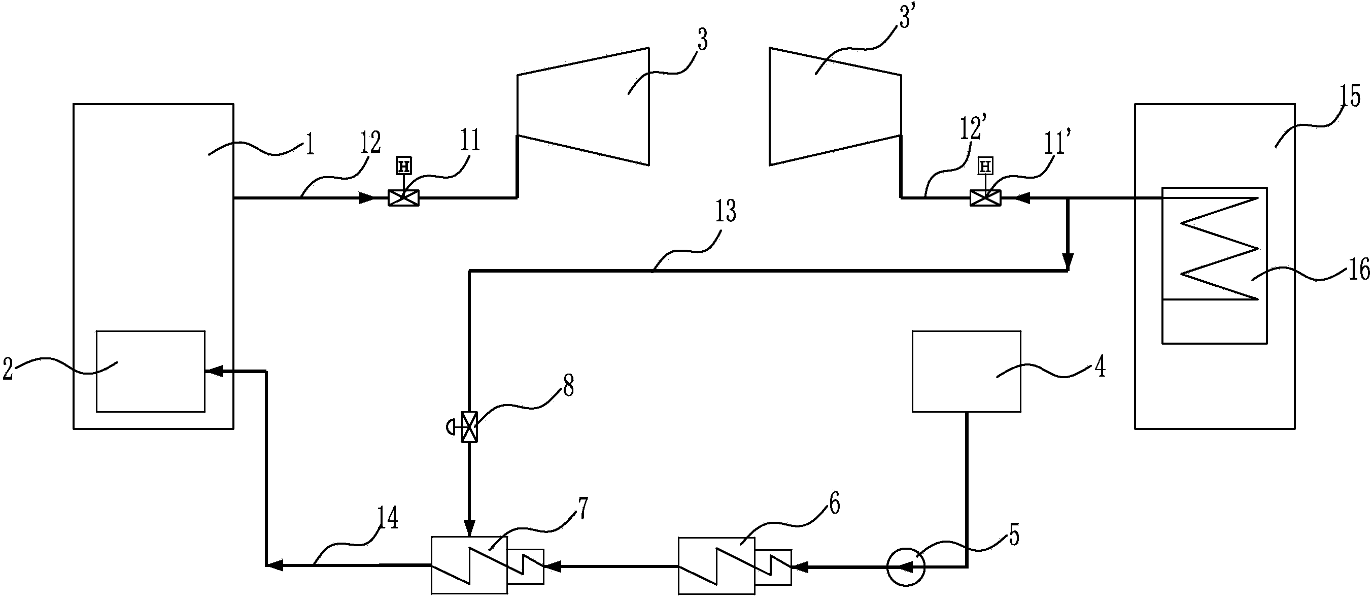 0# high-pressure heater system with back heating crossing units