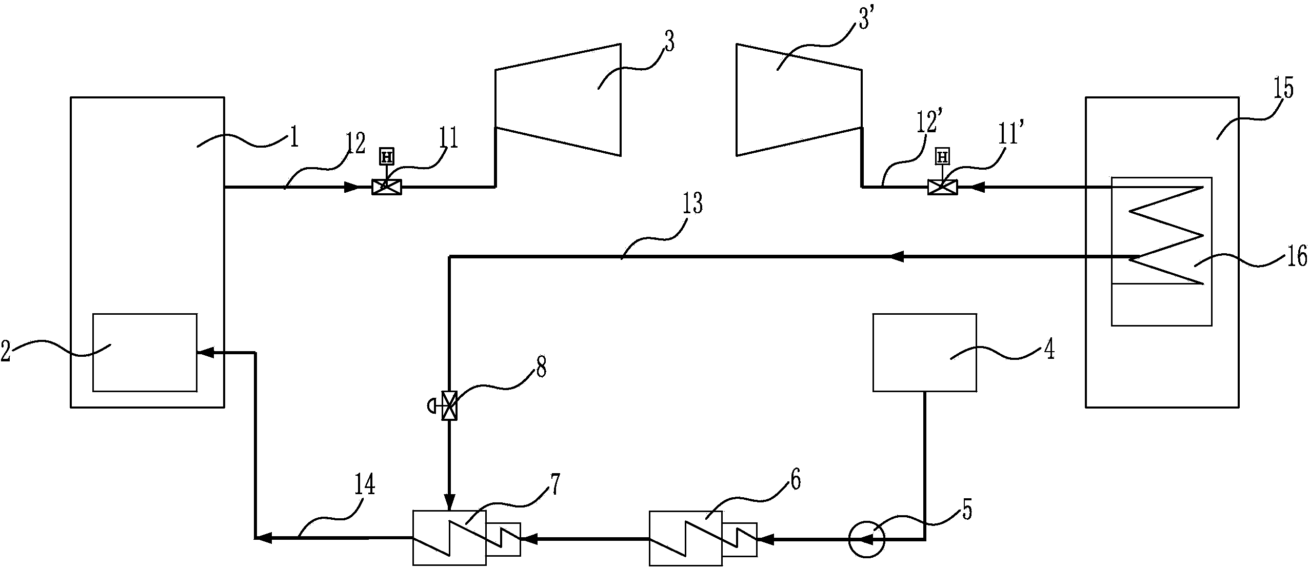 0# high-pressure heater system with back heating crossing units