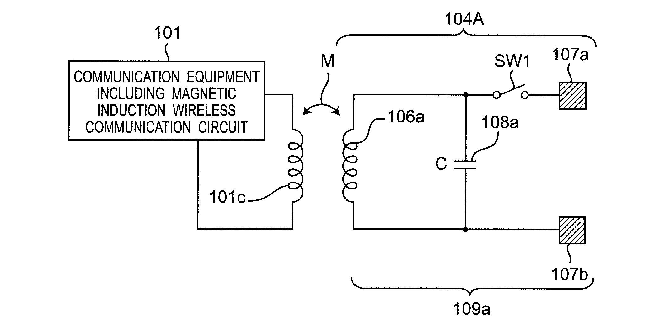 Intra-body communication apparatus provided with magnetic induction wireless communication circuit performing wireless communications using magnetic induction