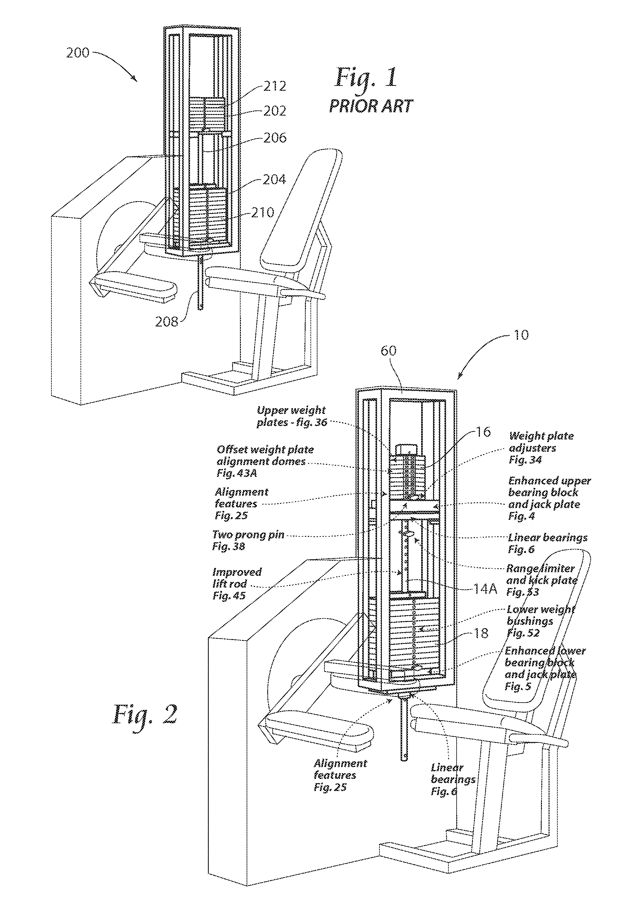 Linear bearings and alignment method for weight lifting apparatus