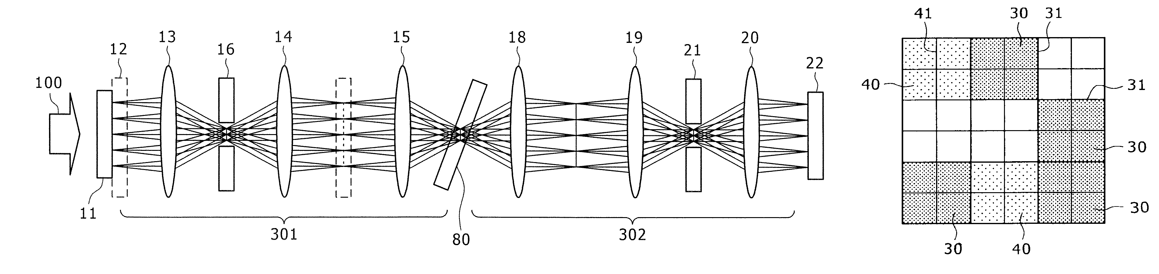 Hologram recording device and phase mask having a diffusing pattern with a minimum unit in relation to a minimum unit of a spatial modulator