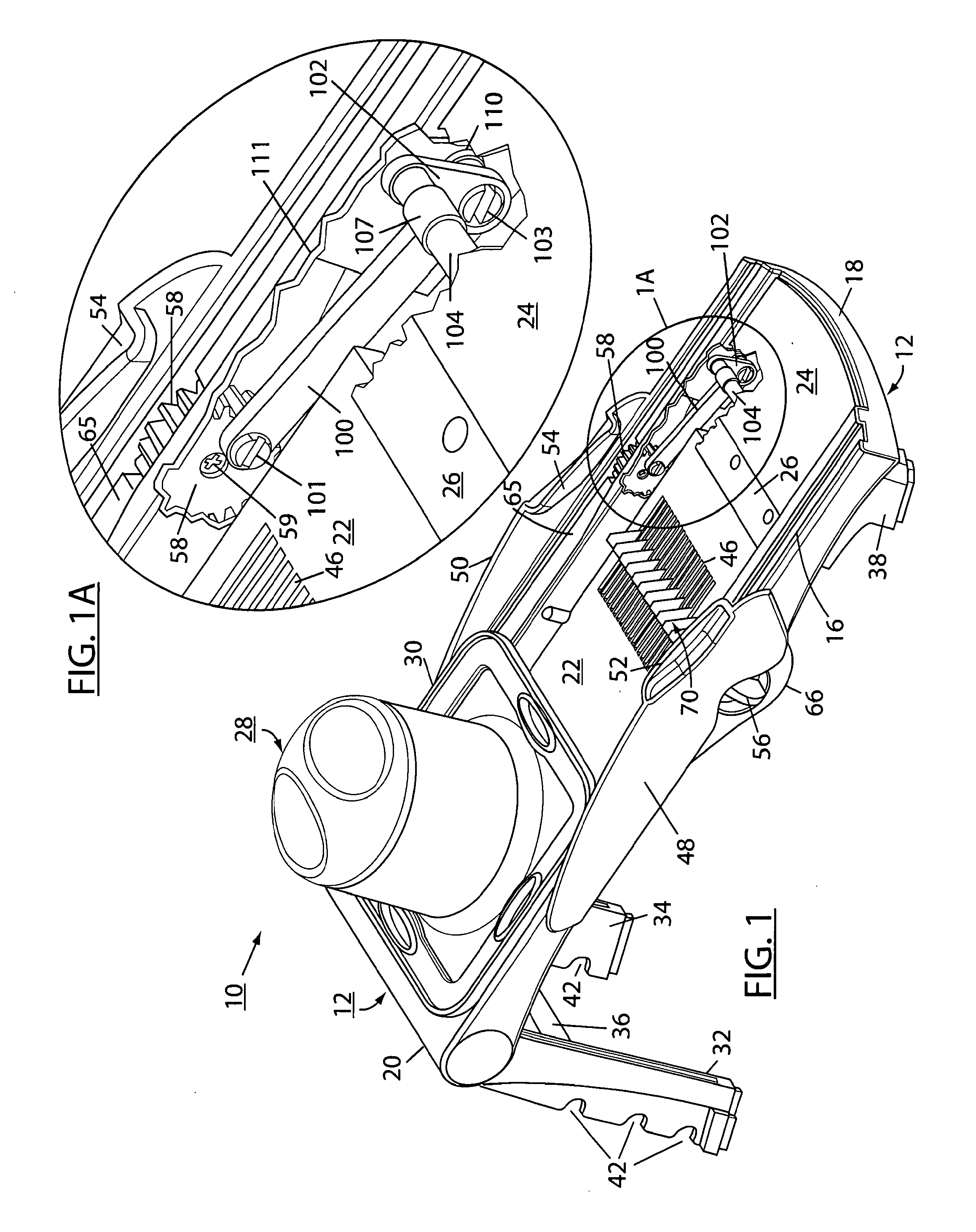 Convertible slicing/dicing mandolin and method