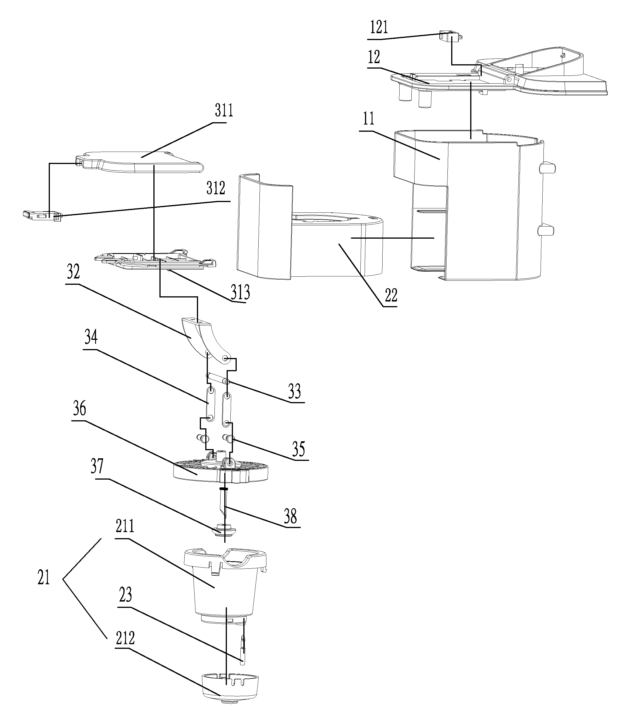 Extracting mechanism for coffee capsule