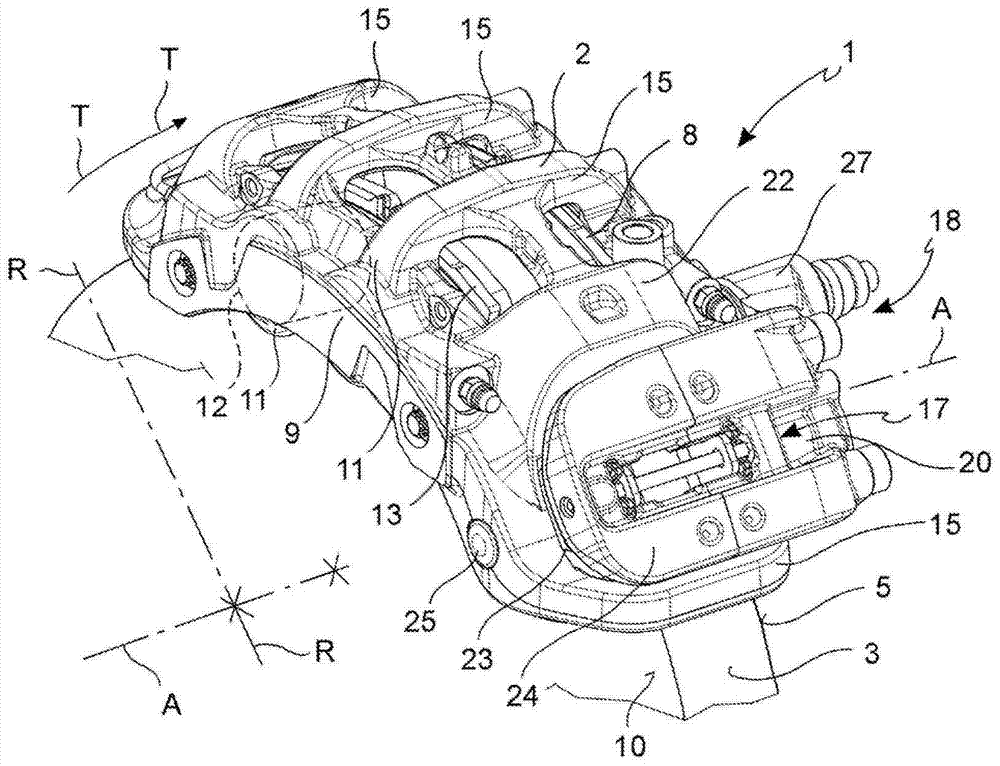 Caliper assembly for service and parking disc brake