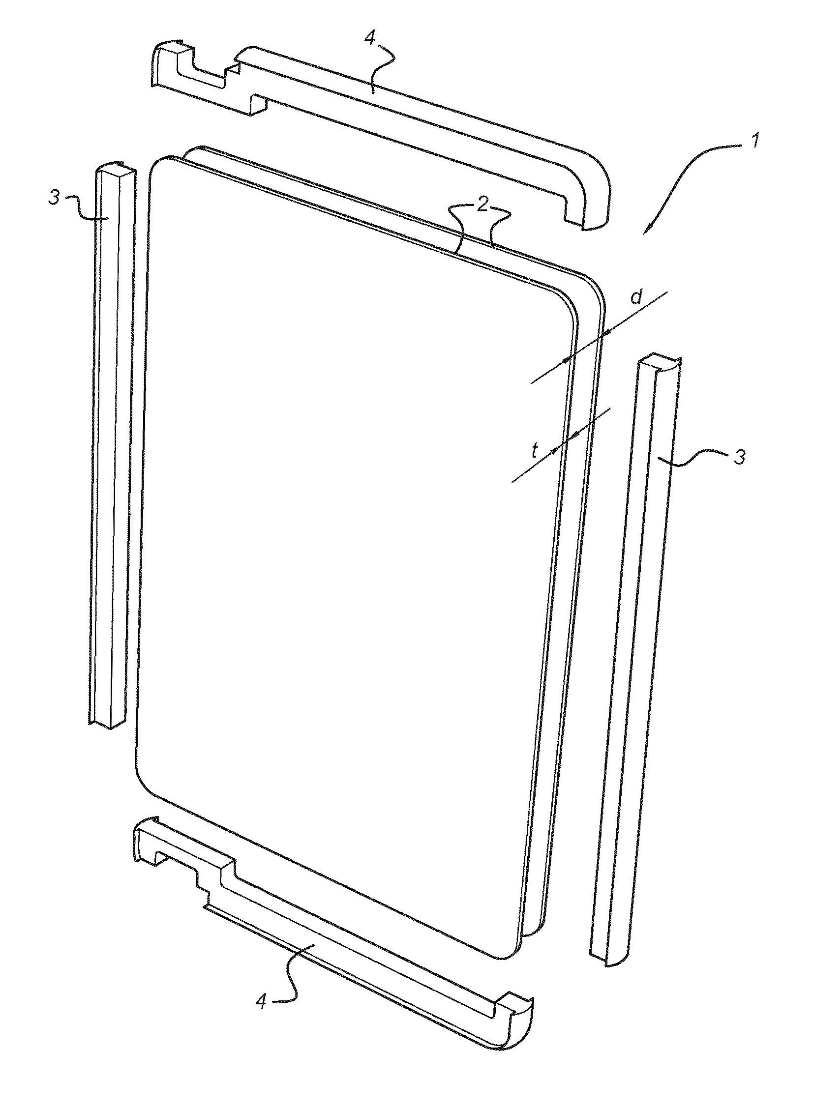 Double-walled acrylic door for refrigerated cabinets