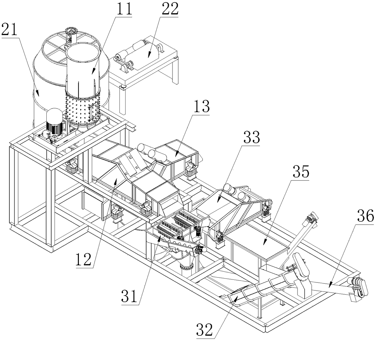 Crushing and sorting system for lead-acid storage battery