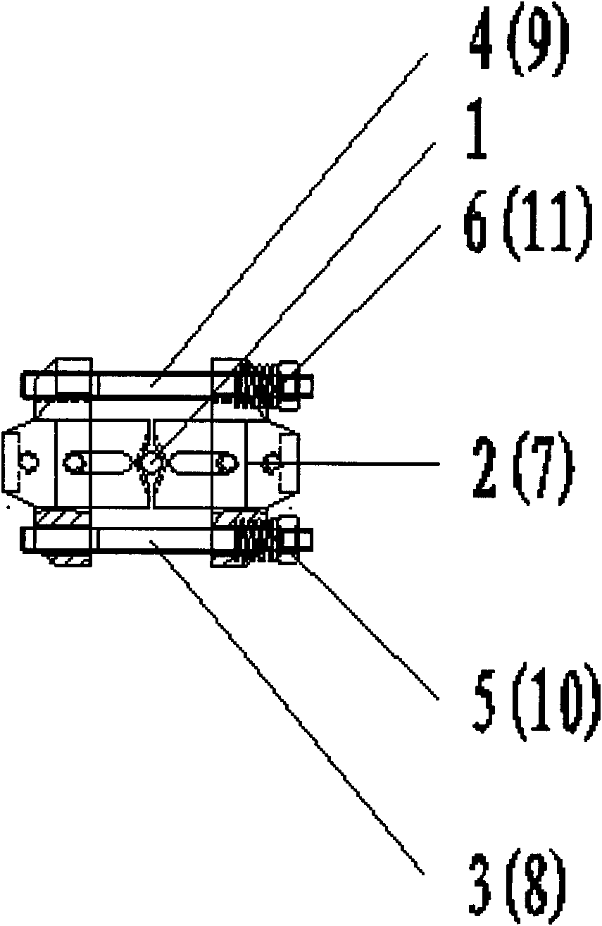 High temperature resistant spring-type device for measuring metallic material deformation