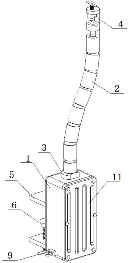 A neurosurgery serpentine mirror arm