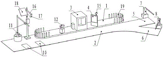 Toll station structure for vehicle overrun intelligent detection and flow division travel