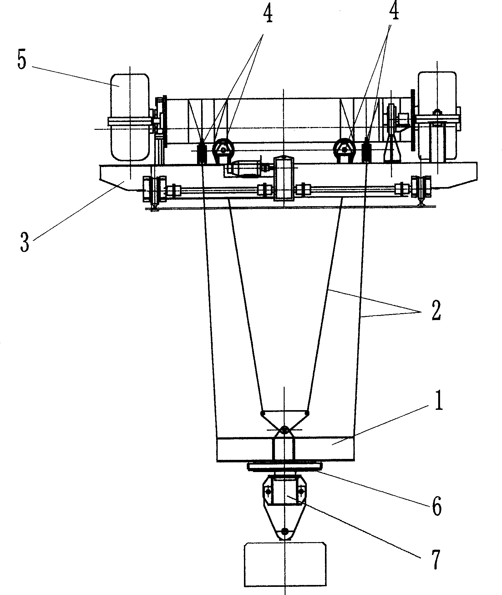 Guide and rotation mechanism for crane hanger