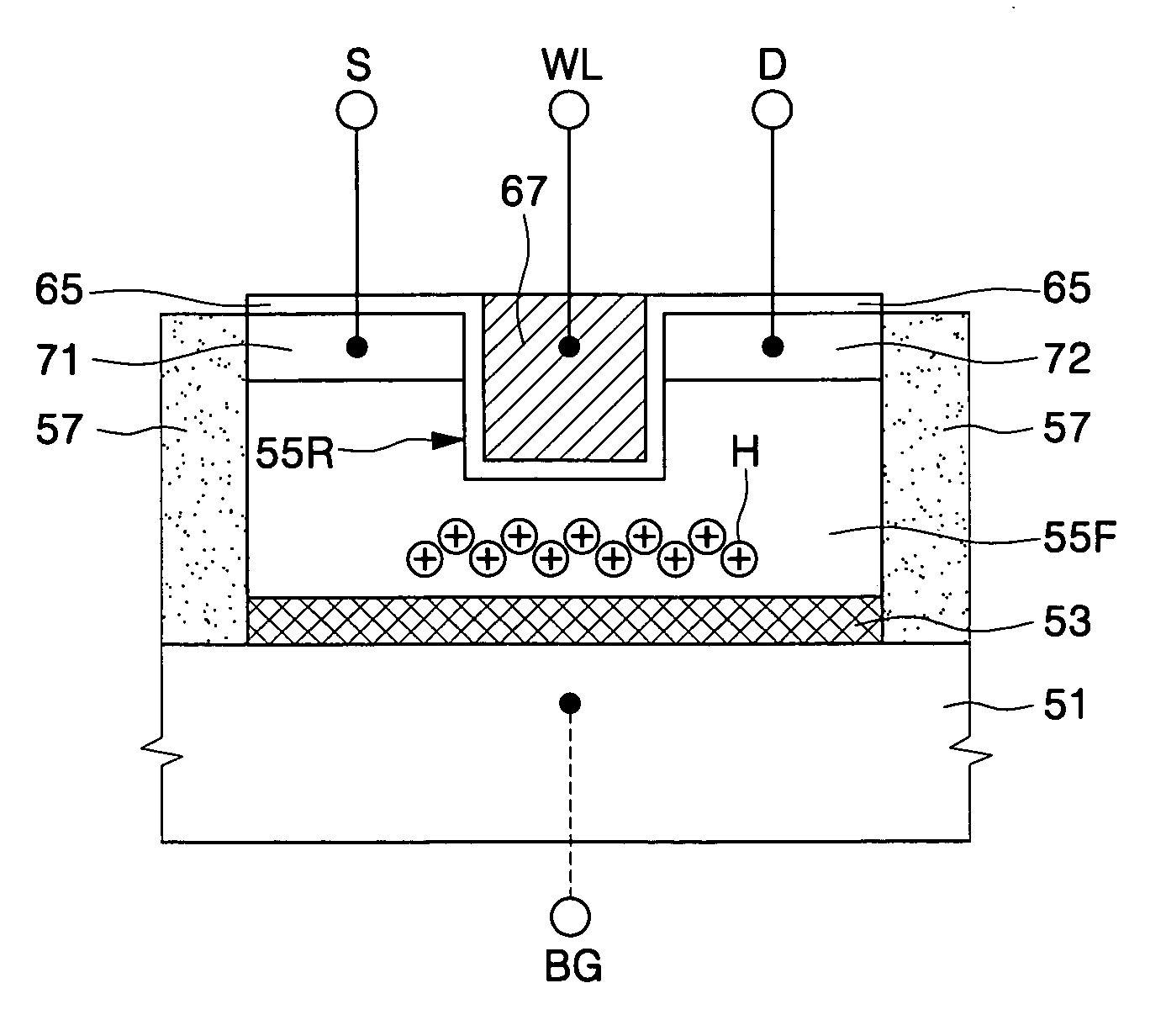 Single transistor floating body DRAM cell having recess channel transistor structure and method of fabricating the same