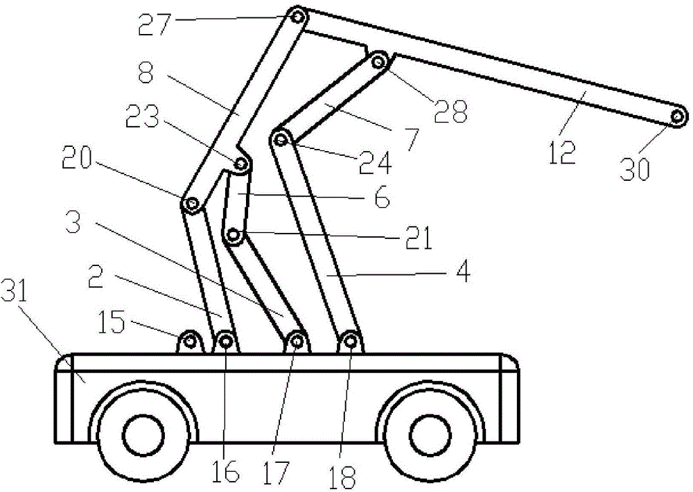 Palletizer provided with ten-rod four-freedom-degree controllable mechanism type moving mechanical arm