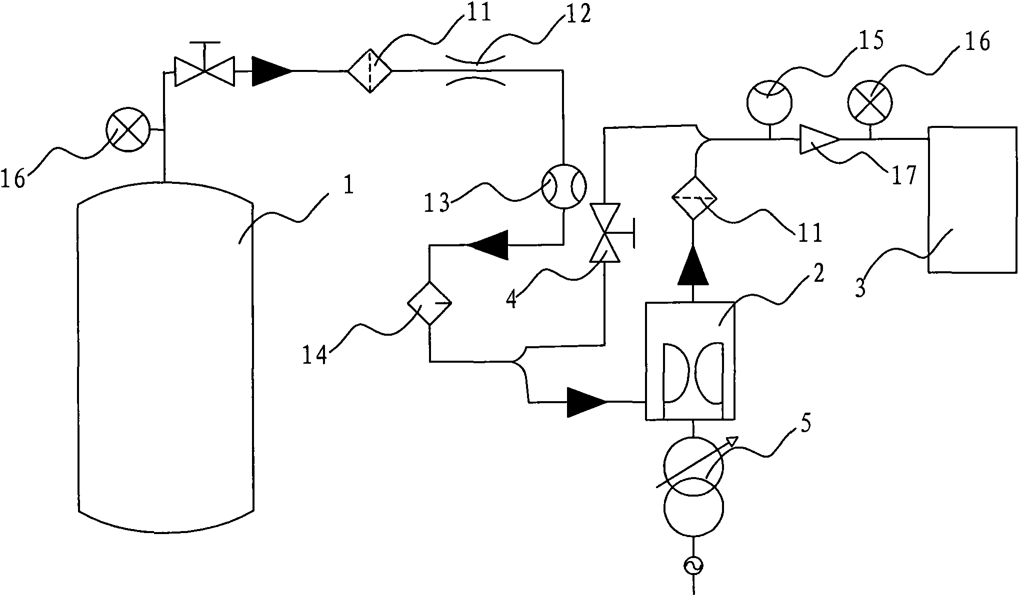 Natural gas hydrogen production HCNG engine gas supply system