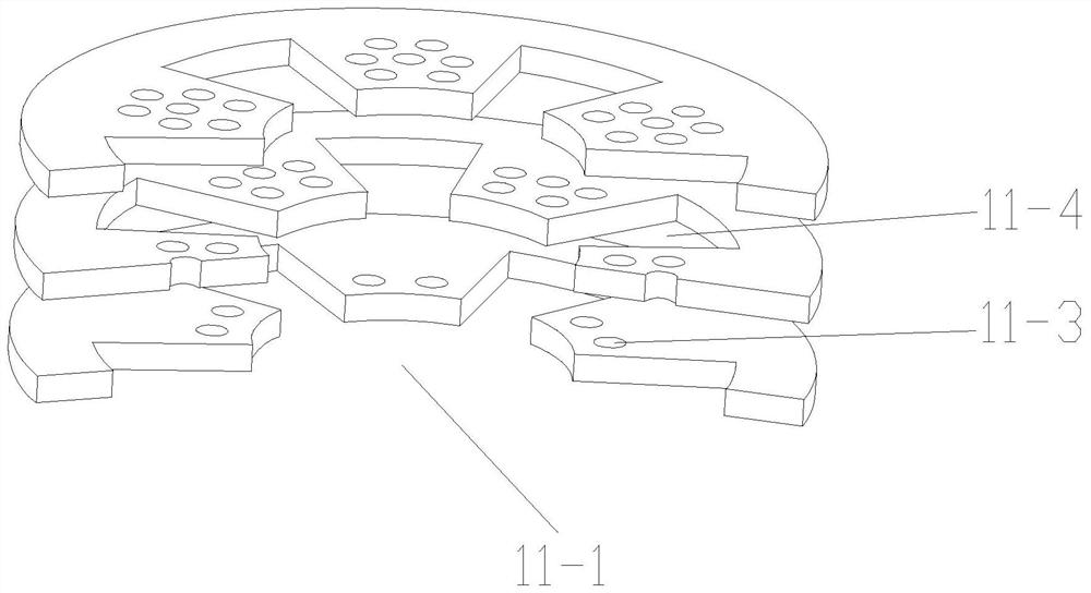 Axial-flow type pressure reduction assembly and axial-flow type gradual change pressure reduction valve internal part structure