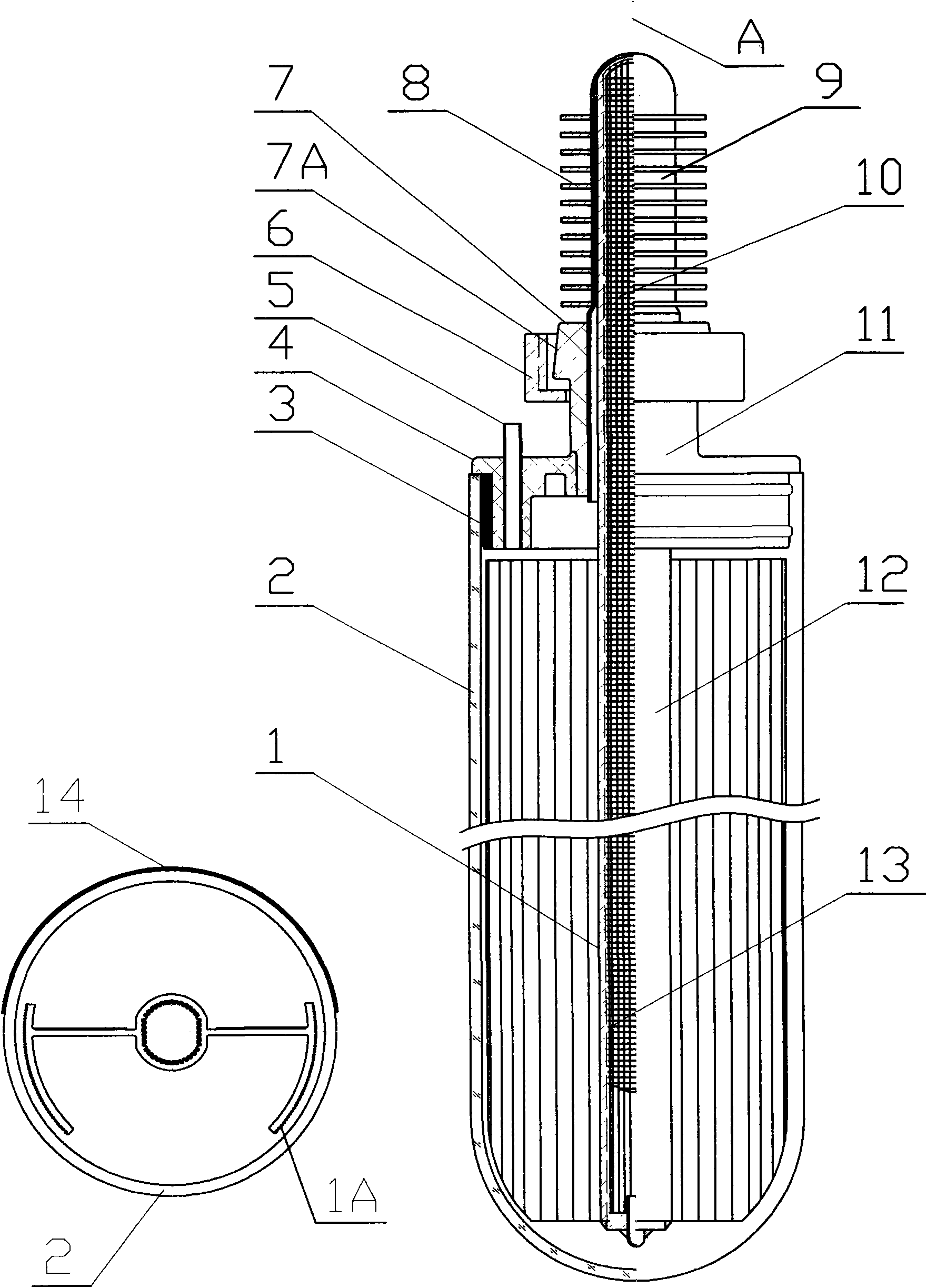 Solar 'finned heat pipe'