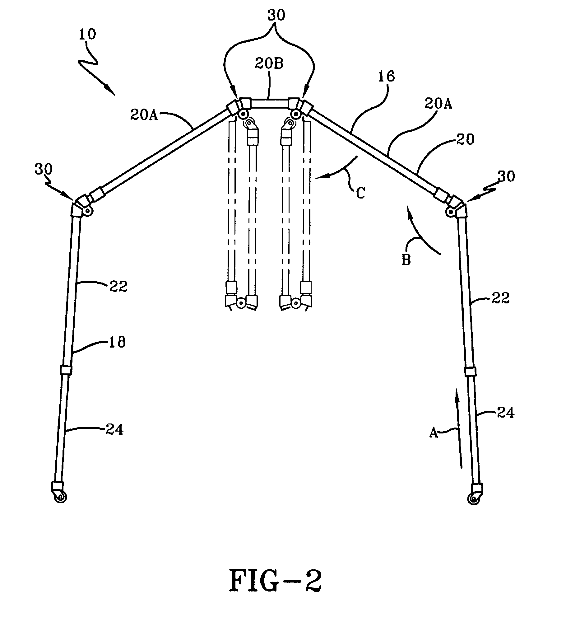 Collapsible frame for portable shelter