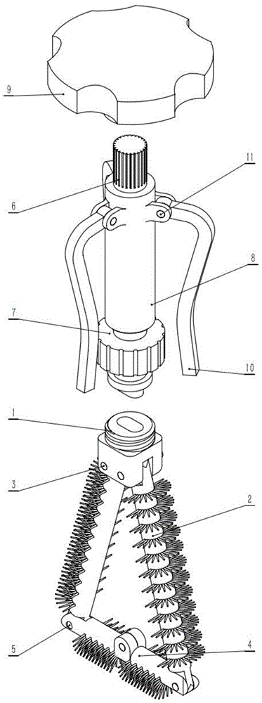 Brush quick-changing type conical flask cleaning device