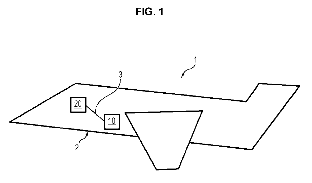 Device for transmission by power-line communication in an aircraft