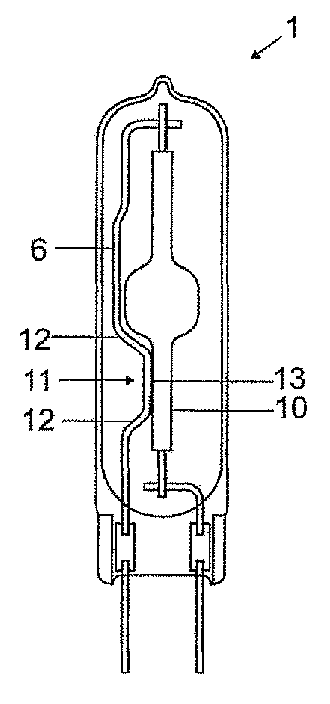 High-pressure discharge lamp with starting aid