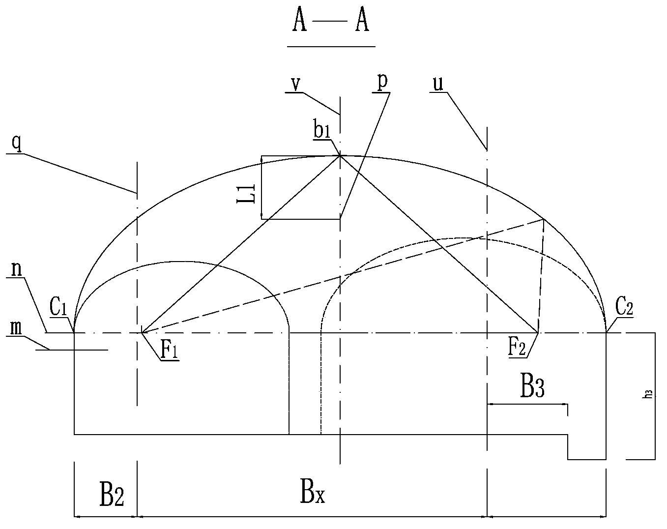 Method for controlling drawing of excavation outline in three-centered arch and fork construction of sinking and driving engineering