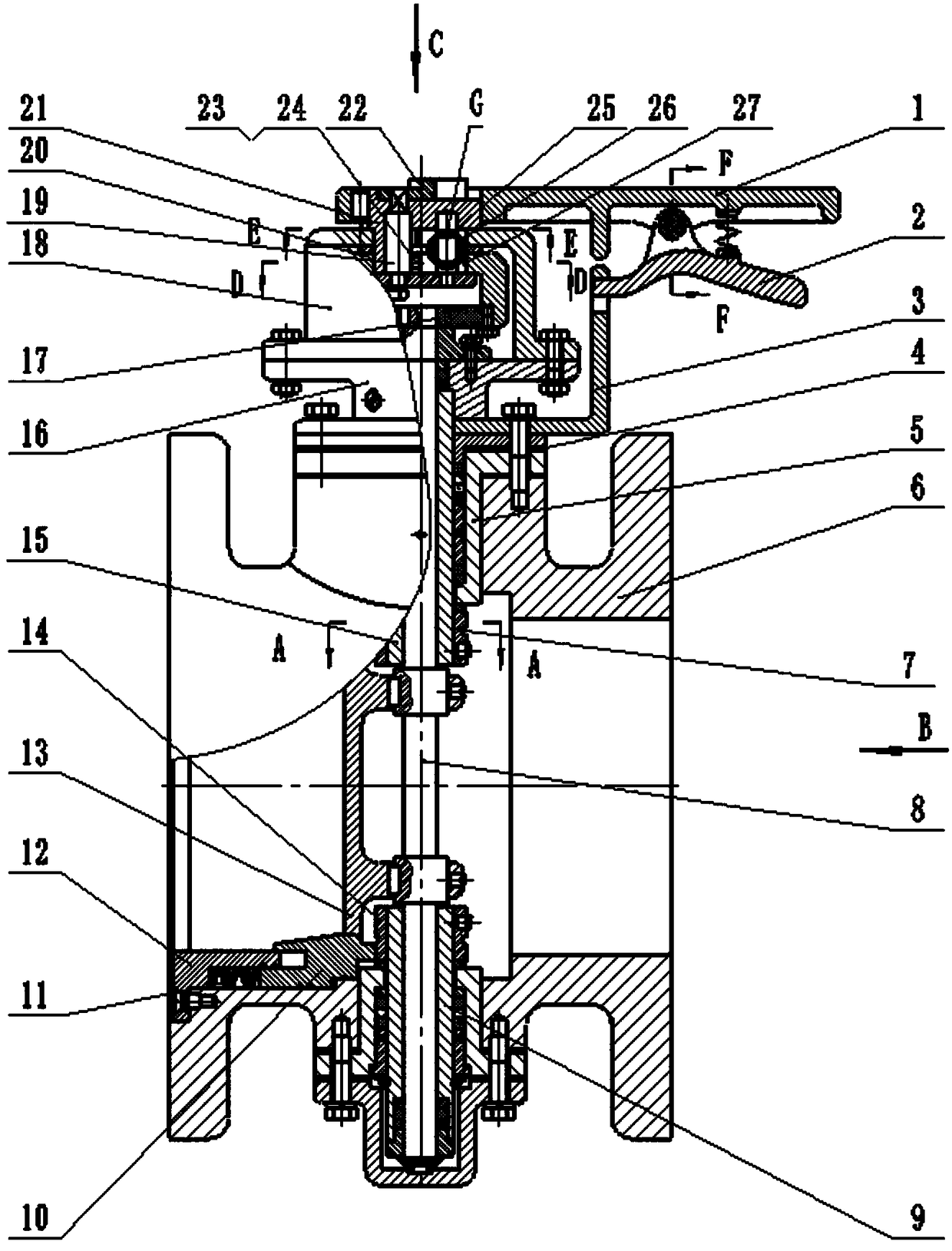 An intermittently driven non-abrasive hard-sealed butterfly valve