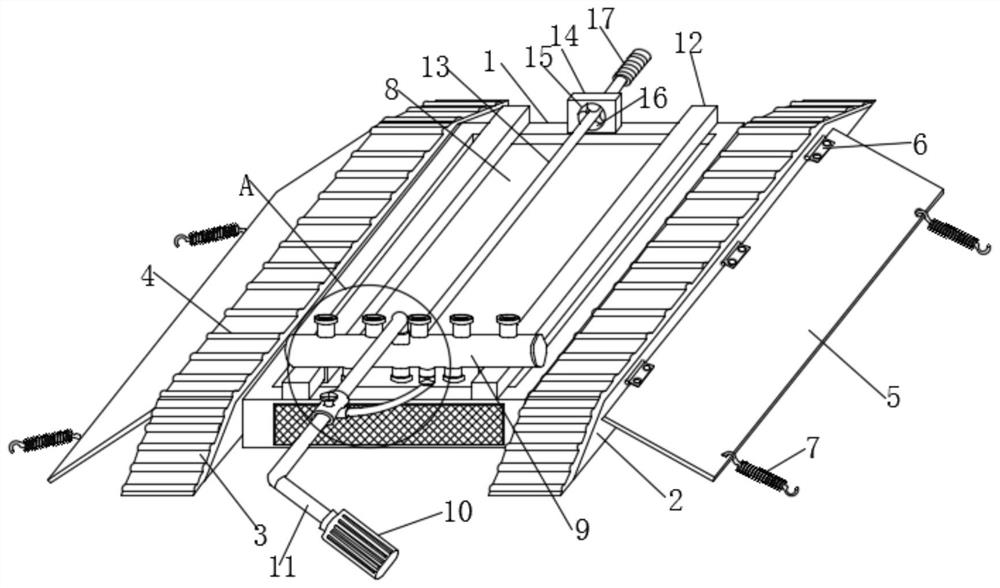 A quick flushing device for mud on the chassis of a muck truck for a construction site