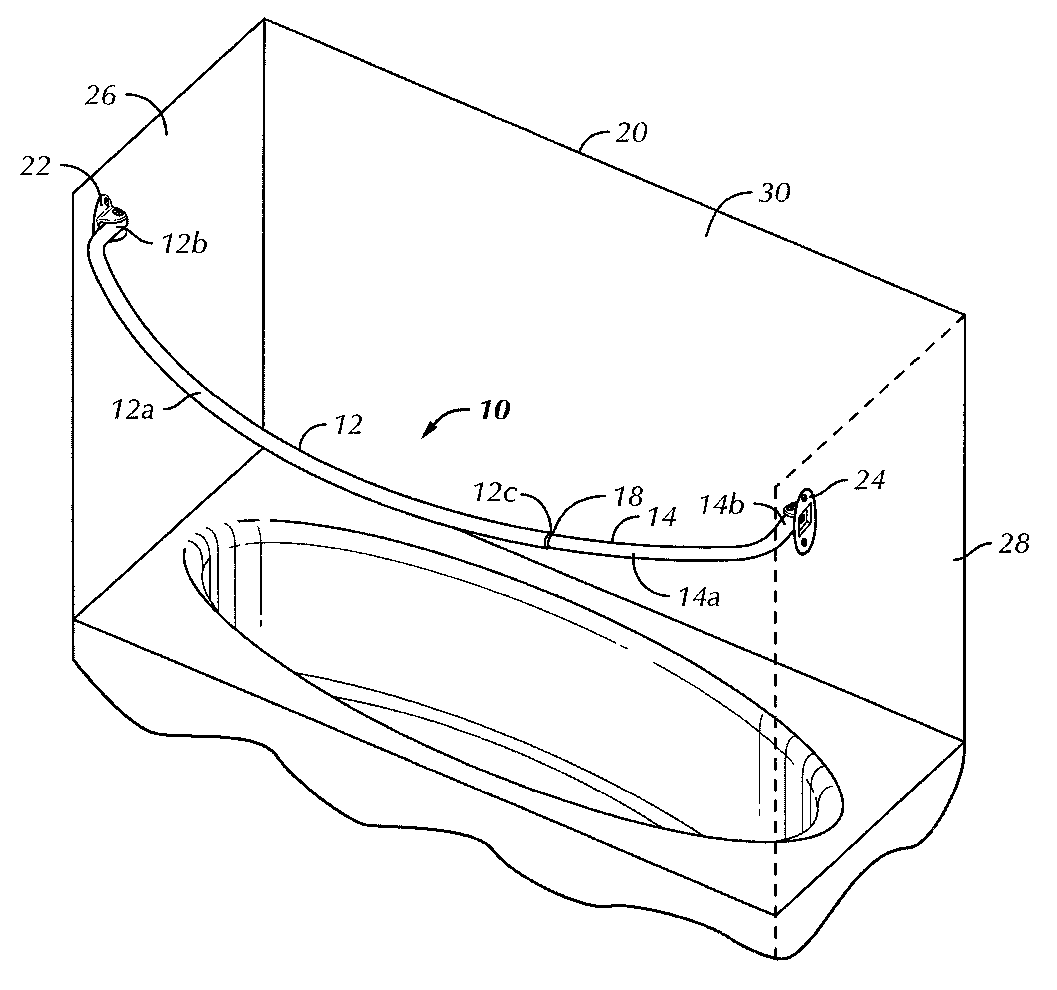 Adjustable Curved Shower Curtain Rod Assembly