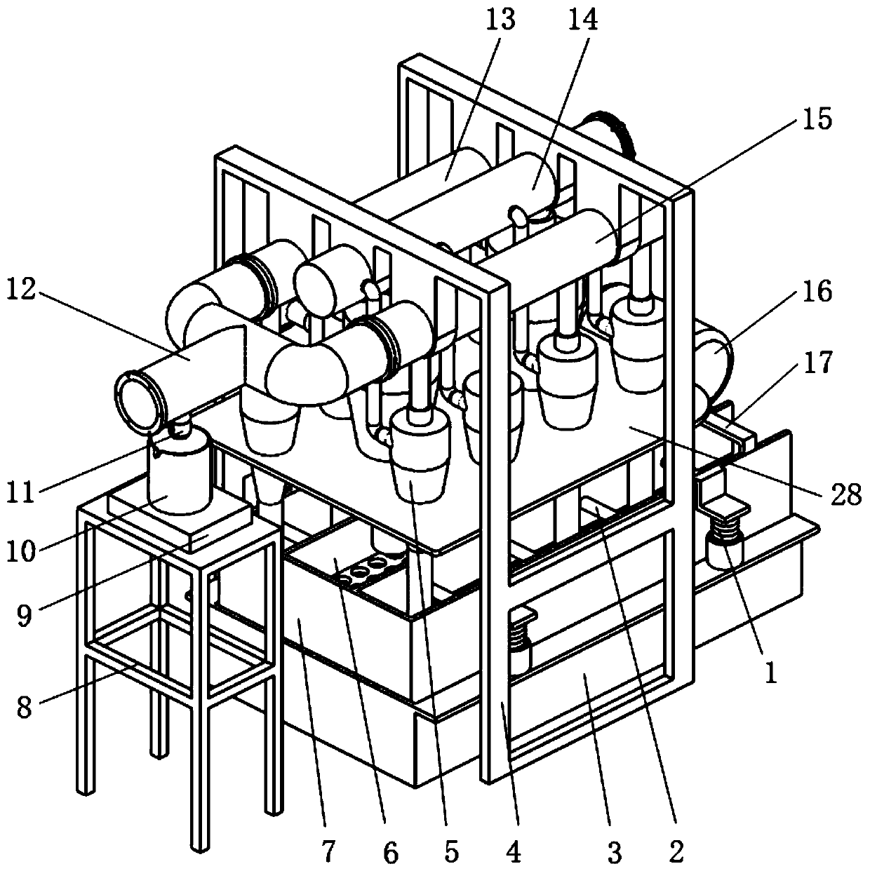 A drilling fluid mud and sand removal device